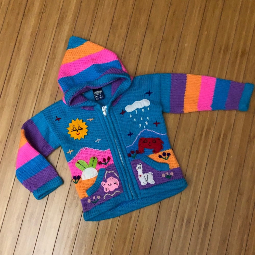 Sisandina Handcrafted Sweater Colorful Kids Hoodie with Fun Patterns
